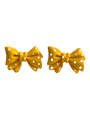 Kawaii Yellow Mustard Polkadot Bow Stud Earrings