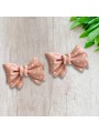 Kawaii Beige Polkadot Bow Earrings Stud