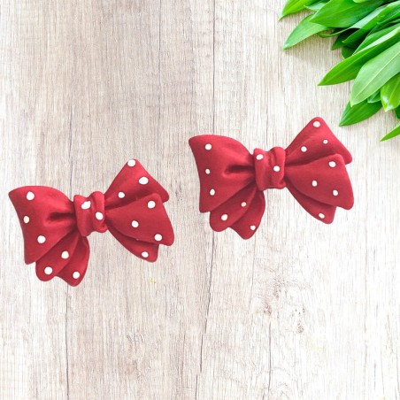 Kawaii Red Polkadot Bow Stud Earrings